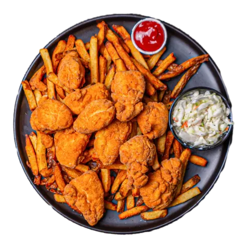 9oz Fried Chicken,4oz coleslaw & choice of 1 side